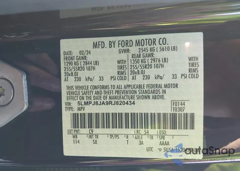 2024 Lincoln Nautilus Premiere из США, поврежденный, VIN 5LMPJ8JA9RJ820434